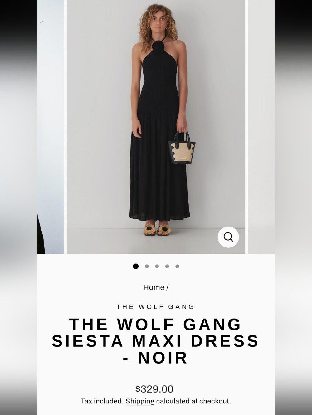The Wolf Gang Siesta Maxi Dress Halter Linen S/M Rose Detail Wedding Beach